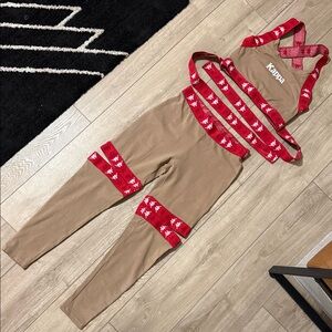Kappa Women's Beige Jumpsuit with Red Details